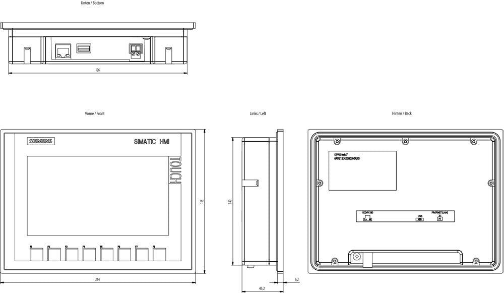 Siem Simatic Hmi 6av2123-2gb03-0ax0 Ktp700 Basic Panel 7"Tft Touch Profinet