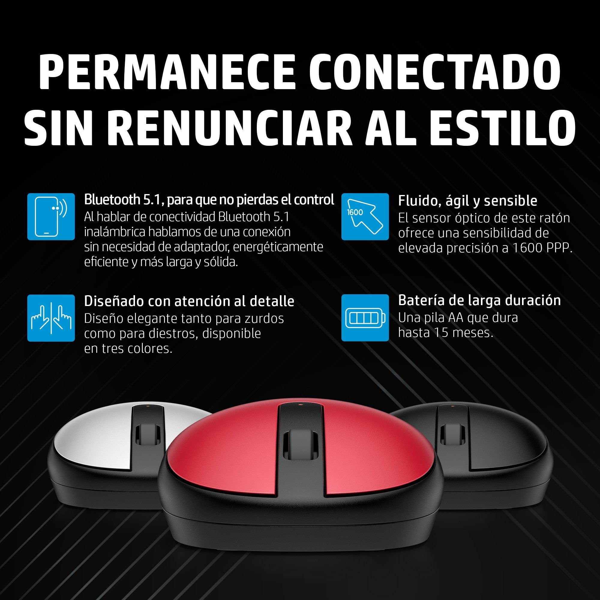 Ratón Inalambrico Hp 240 Bluetooth Silver Euro 43n04aa#Abb