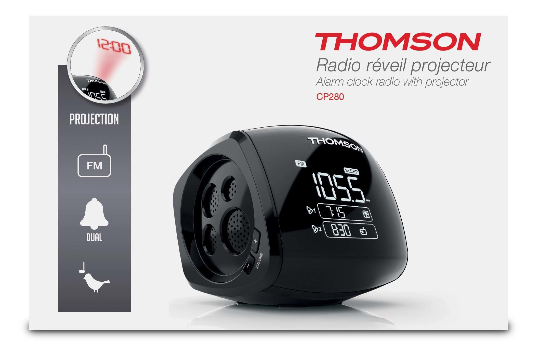 Reloj Despertador Thomson Con Proyector Negro Cp280