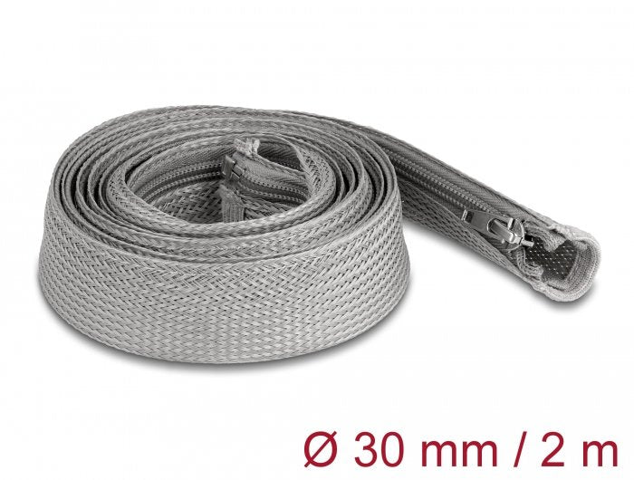 Geflechtschlauch Mit Reissverschluss Hitzebeständig 2 M X 30 Mm Grau
