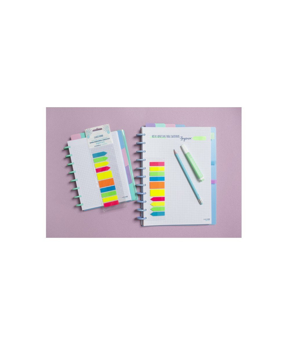 Carchivo Notas Ingeniox Adhesivas Pp Traslúcido Colores Neon 10x20mm Blister