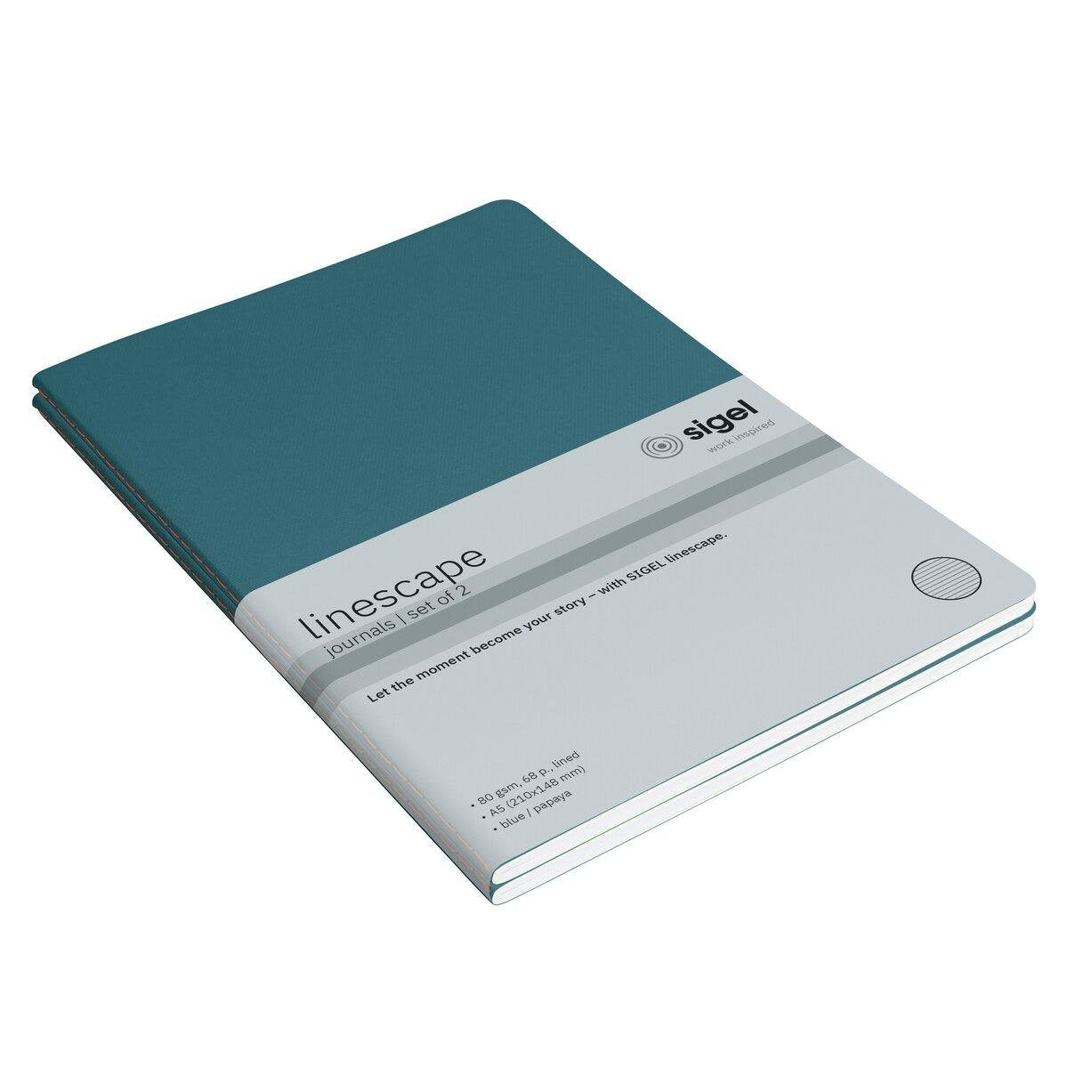 Sigel Notizhefte Linescape Ca. Din A5 Rayado Azul Medio Neon-Orange Softcover - Material De Oficina - A5
