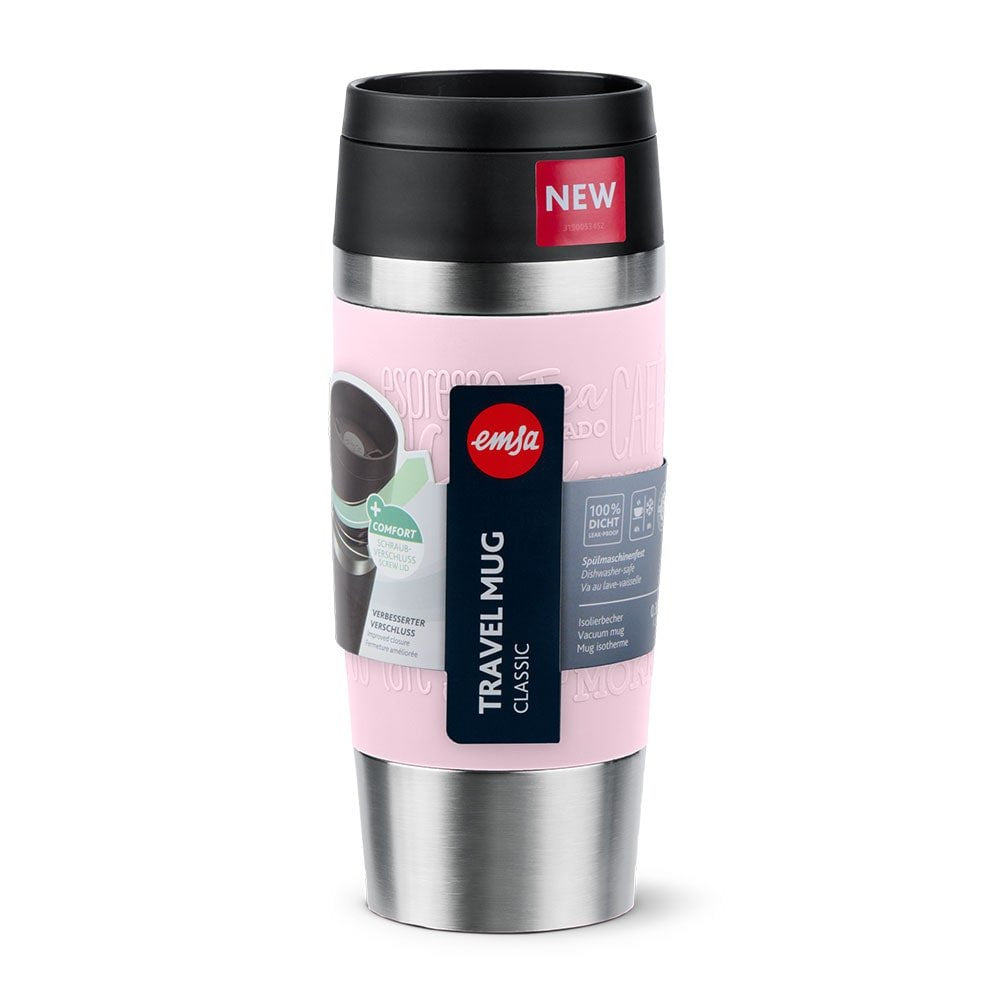Emsa Travel Mug Taza Térmica Clásica Rosa Claro/Acero Inoxidable, 0,36 Litros N2020600