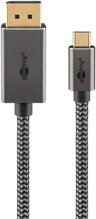 EAN 4040849757075 - Goobay 75707 adaptador de cable de vídeo 1 m USB Tipo C DisplayPort Negro, Plata imagen 1