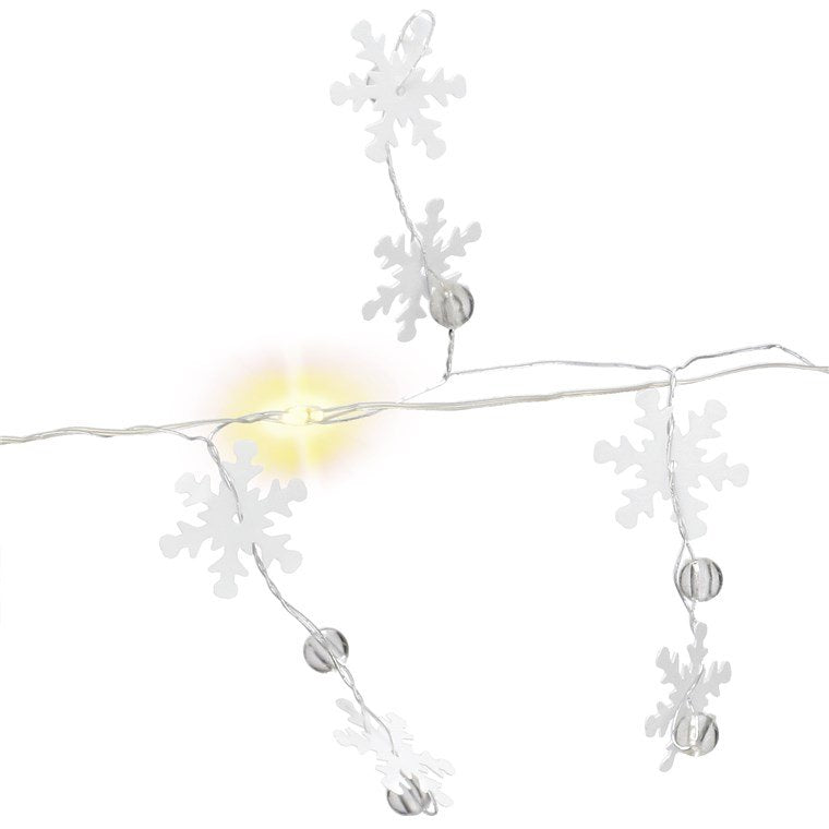 Guirnalda De Luces De Alambre Plateado "Copos De Nieve" Con 10 Led
Con Función De Temporizador, Blanco Cálido (3000 K), Funciona