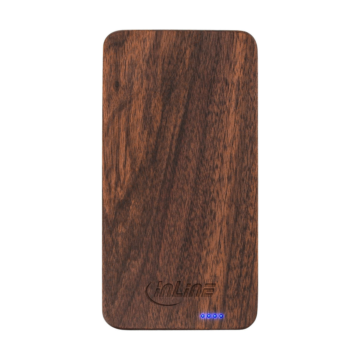 Inline Usb Powerbank 5.000mah Woodplate Con Pantalla Led Madera De Nogal Real
