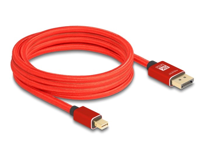 Delock Mini Displayport Zu Displayport Cable 8k 60 Hz 3 M Rot Metall Ohne Einrastfunktion