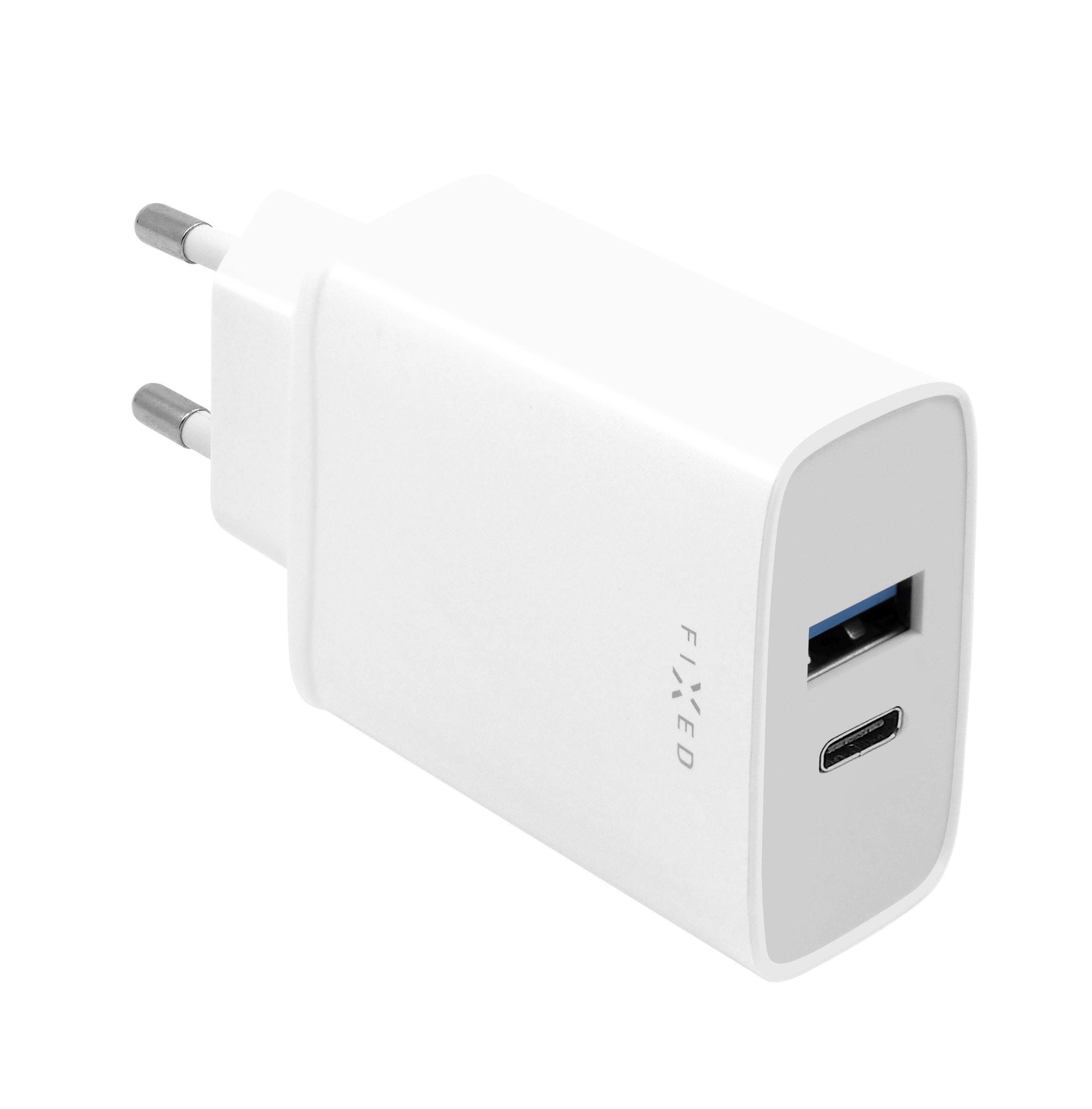 Fixed Nabíjecka Do Síte, Konektor Usb-C + Usb-A, Podpora Pd, 30 W, Bílá