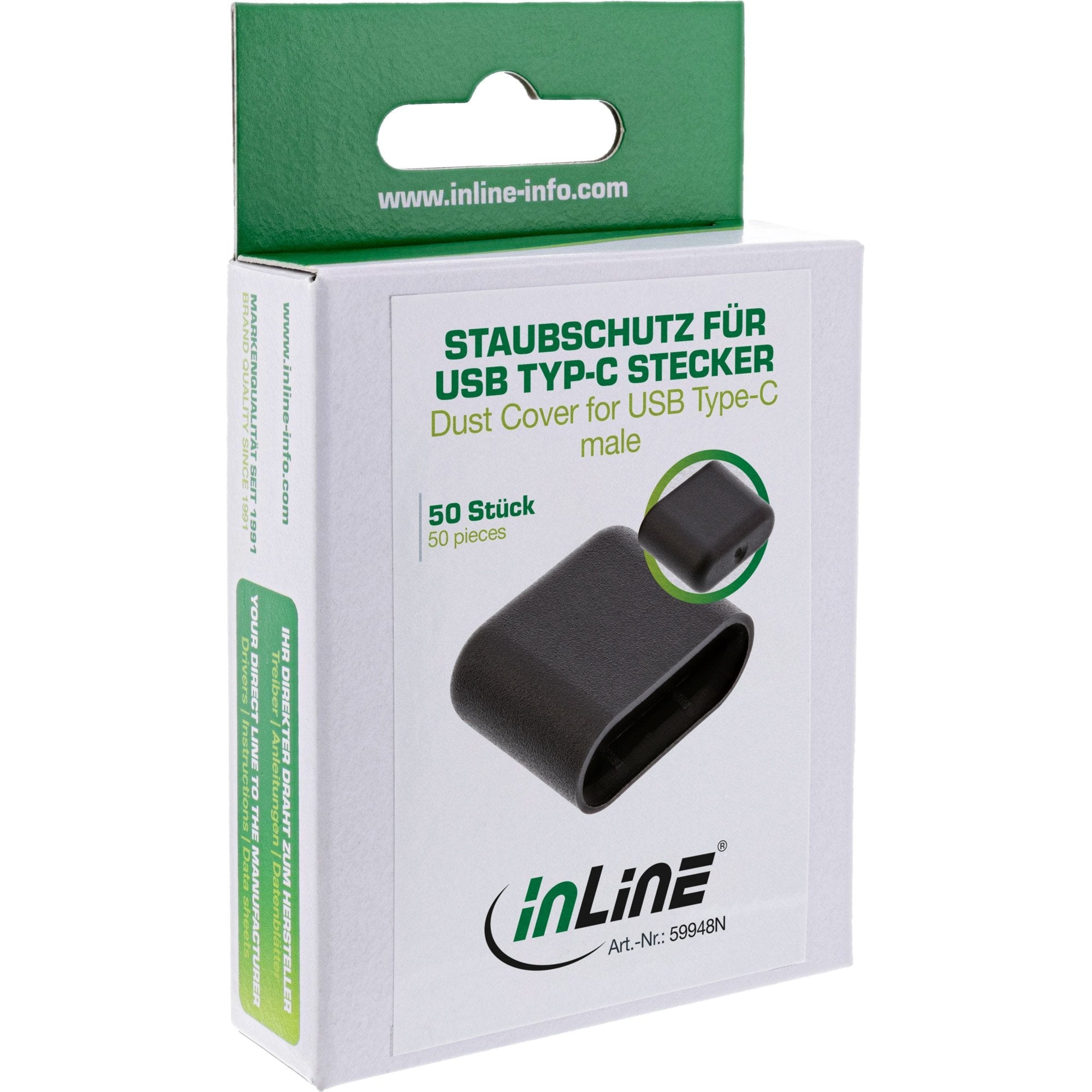 Inline Dust Cover Para Usb Type-C Macho Negro 50 Uds