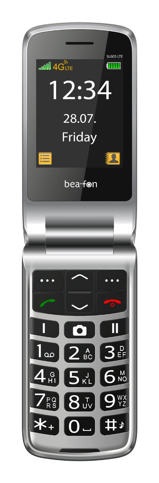 Beafon Sl645plus Lte- 4g, Plateado Line, Móvil Plegable Con Teclas Grandes, Negro-Plateado