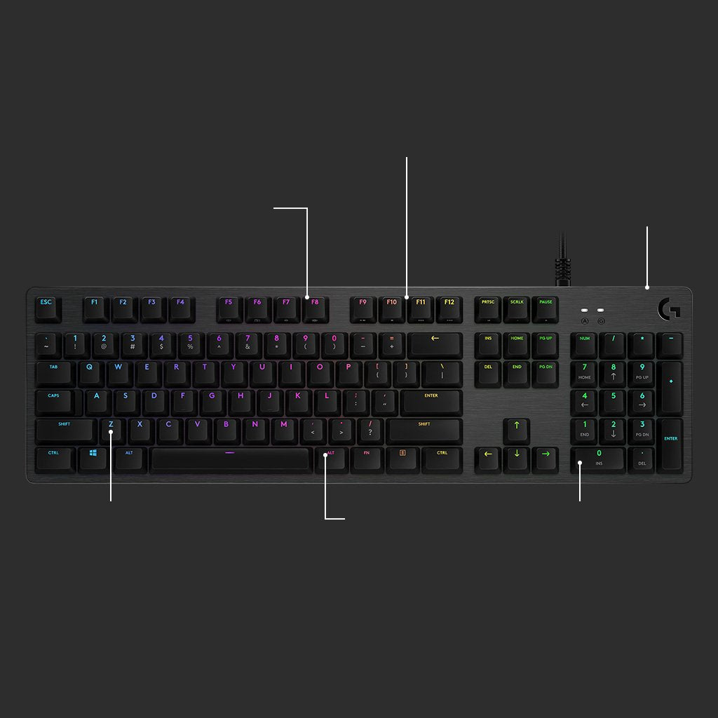 Teclado Inglés Logitech G G512 Carbon Lightsync Rgb Mechanical Gaming Keyboard With Gx Red Switches Usb Carbono