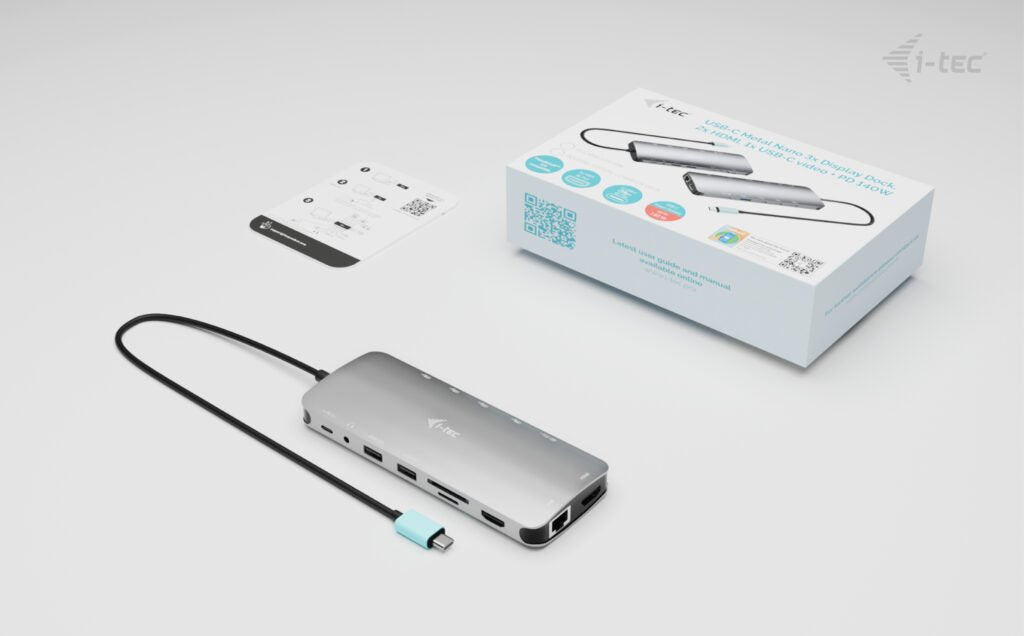 I-Tec Usb-C Metal Nano Dock 2x Hdmi 1x Usb-C Video 1x Glan 1x Audio Mic 1xsd Microsd 1x Usb 3.2 3x Usb-C 3.2 Gen2 2x Usb 2.0 Pd140w