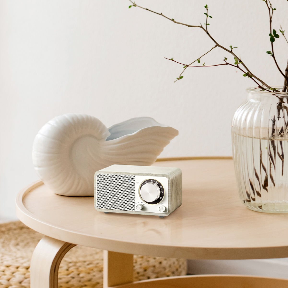 Sangean Wr-7 Plus Roble De Medianoche Radio Con Mueble De Madera Fm Bluetooth Aux