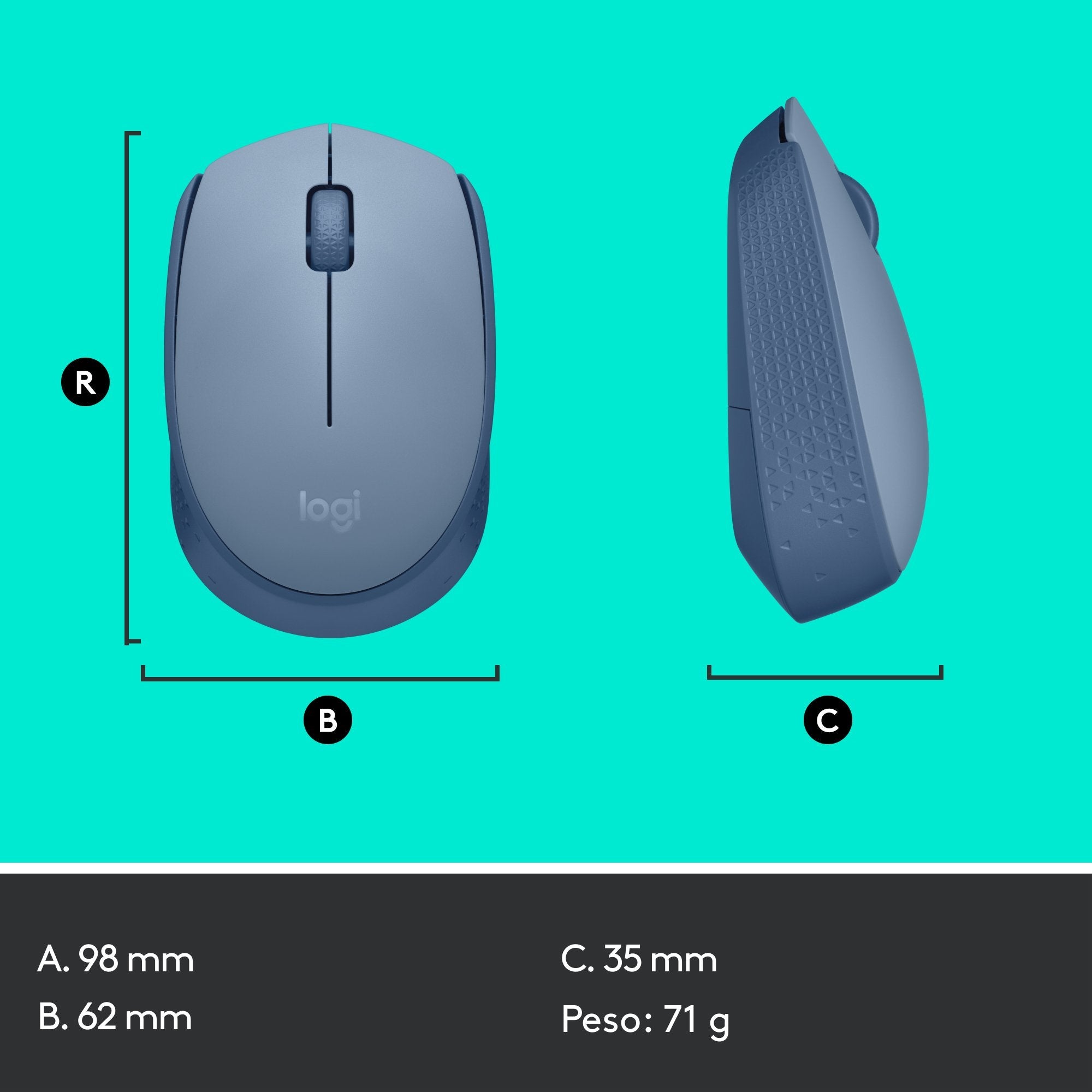 Logitech M171 Ratón Inalámbrico Gris Azulado 910-006866