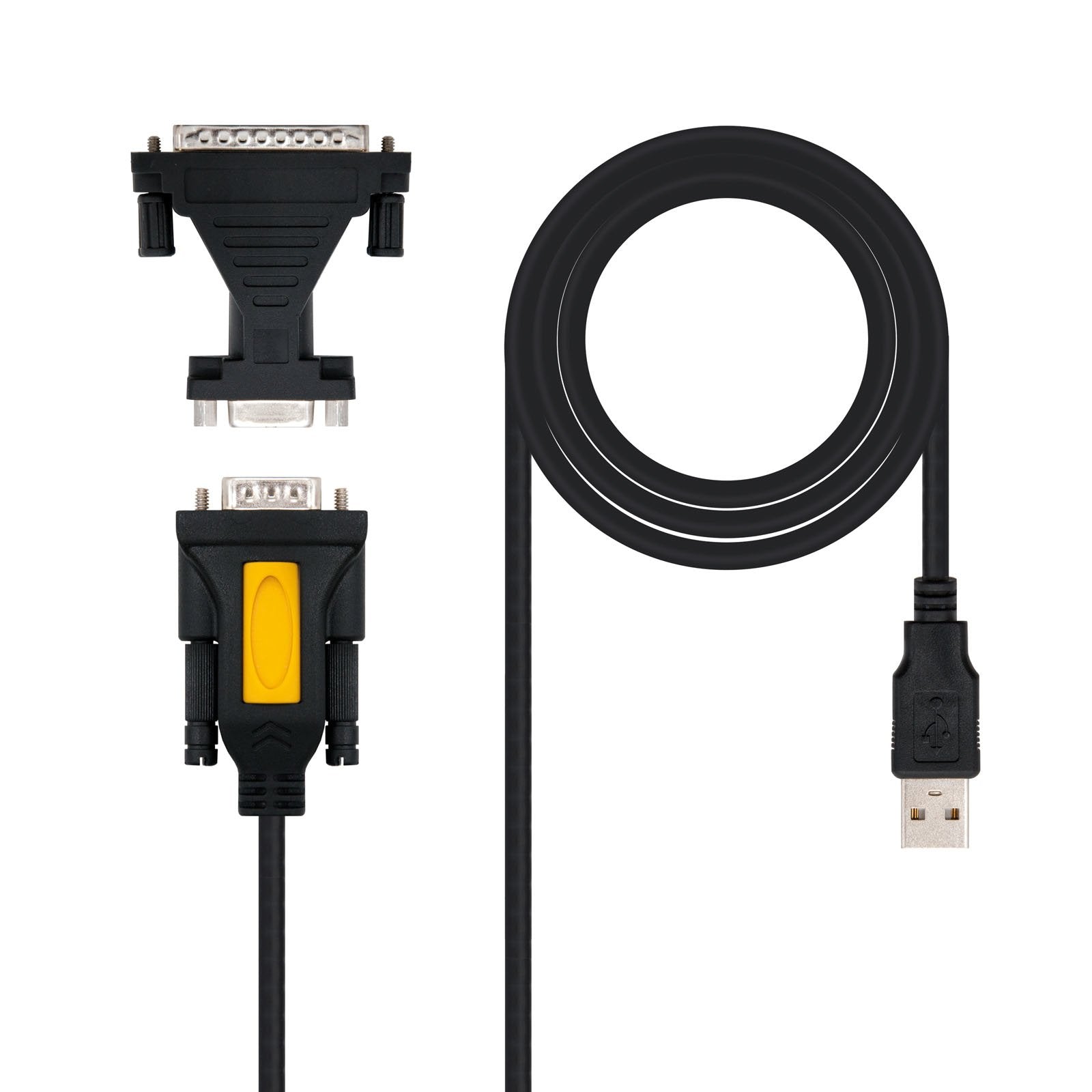 Nanocable Conversor Usb A Serie Impresoras - Tipo A/M-Rs232 Db9/M Db25/M - 1,8 M - Negro