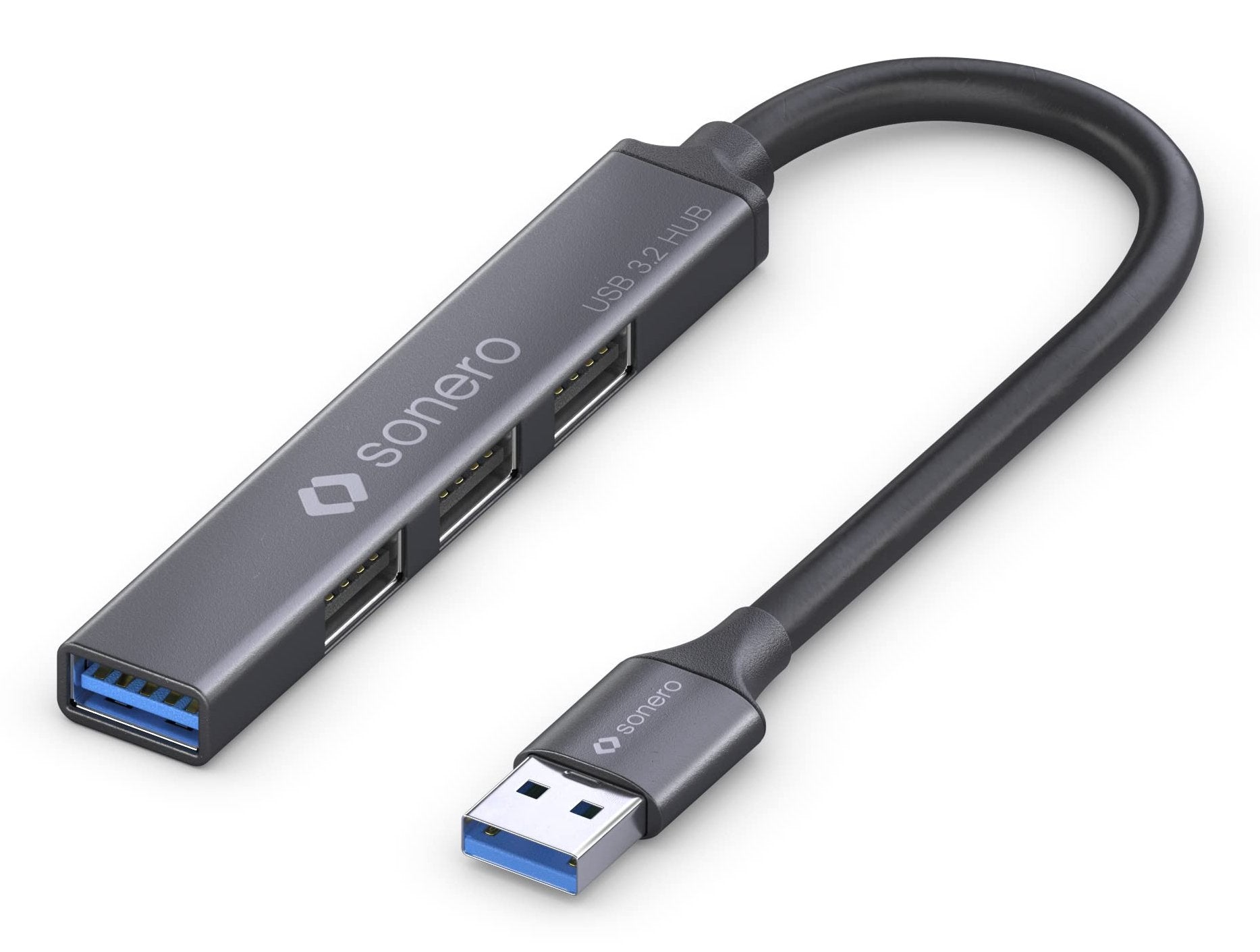 EAN 4251364735466 - sonero S-UH100-005 hub de interfaz USB 3.2 Gen 1 (3.1 Gen 1) Type-A 5000 Mbit/s Negro, Gris imagen 1