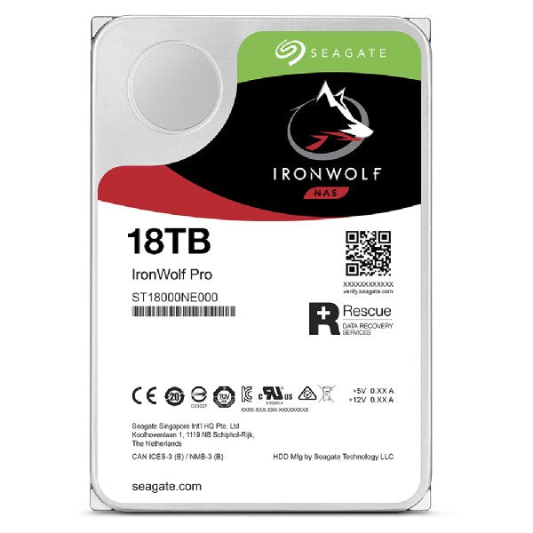 Disco Seagate Ironwolf Pro Enterprise Nas Hdd 18tb 7200rpm 6gb S Sata 256mb Cache 8.9cm 3.5" 24x7 For Nas Raid Rackmount Systems Blk