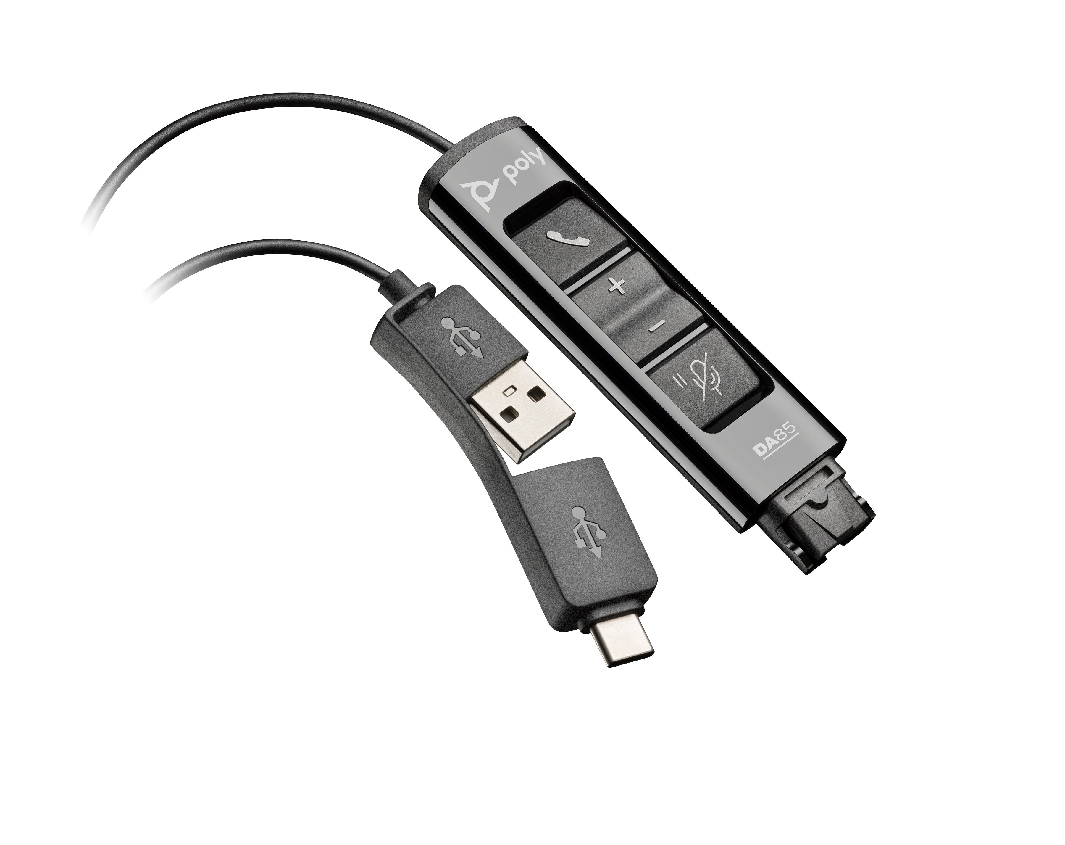 EAN 0017229175129 - HP Poly DA85 USB to QD Black Adapter TAA Adaptador de interfaz imagen 1