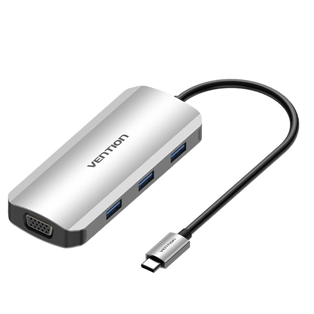 Docking Usb Tipo-C Vention Toihb 1xhdmi 1xvga 3xusb 1xusb Tipo-C Pd Gris