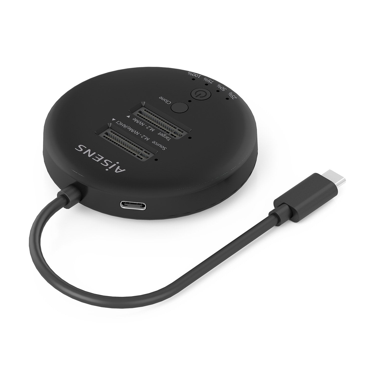 Aisens Estacion De Docking De Doble Bahia Nvme A Usb 3.2 Gen2x2, Clone, Negro