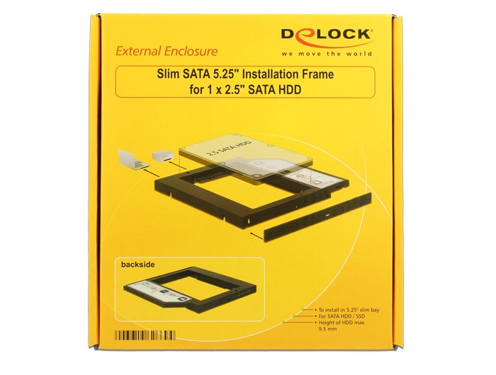 Marco De Montaje Delock 5.25" Slim Para 2.5 Sata Hdd 9.5mm