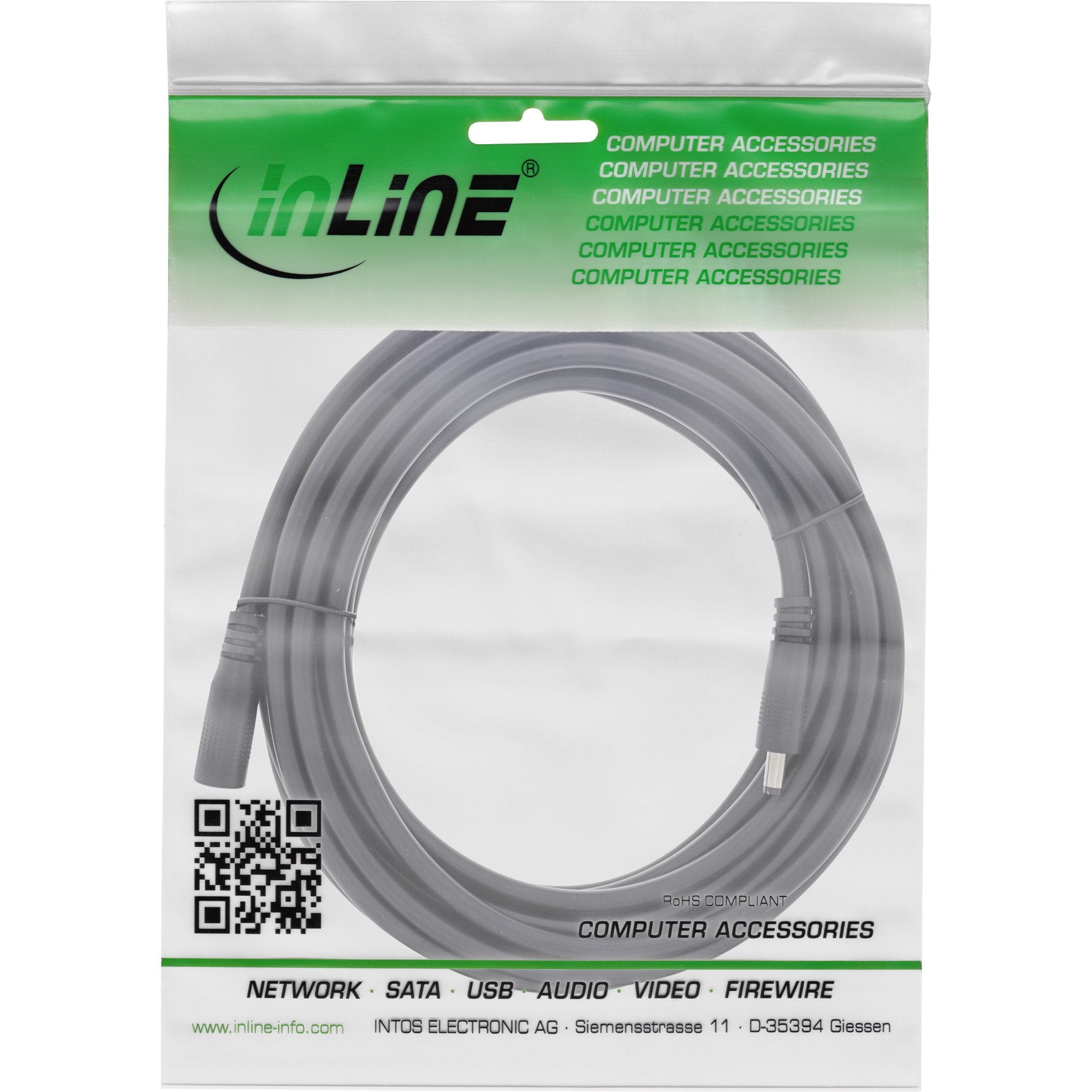 Cable De Extensión De Cc Inline, Enchufe De Cc Macho/Hembra 4,0x1,7 Mm, Awg 18, Negro, 3 M