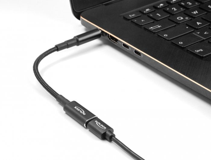 Delock 60033 Cable De Carga Portátil Usb Type-C Hembra A Hp 4,8 X 1,7 Mm Macho En Ángulo De 90° 15 Cm