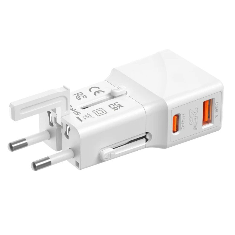Mobile Origin Travel Adapter 25w Eu/Us/Uk/Au, White