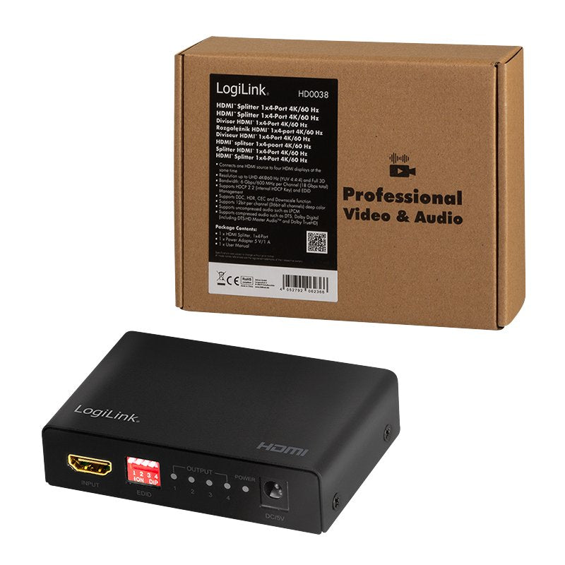 EAN 4052792062366 - LogiLink HD0038 divisor de video HDMI 4x HDMI imagen 10