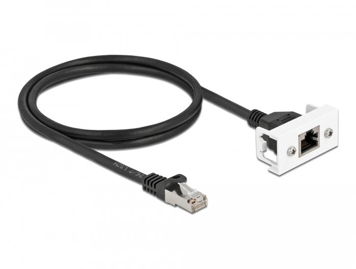 Delock Netzwerk Verlängerungscable Für Easy 45 Modul S Ftp Rj45 Stecker Zu Rj45 Buchse Cat.6a 1 M Schwarz   Weiss