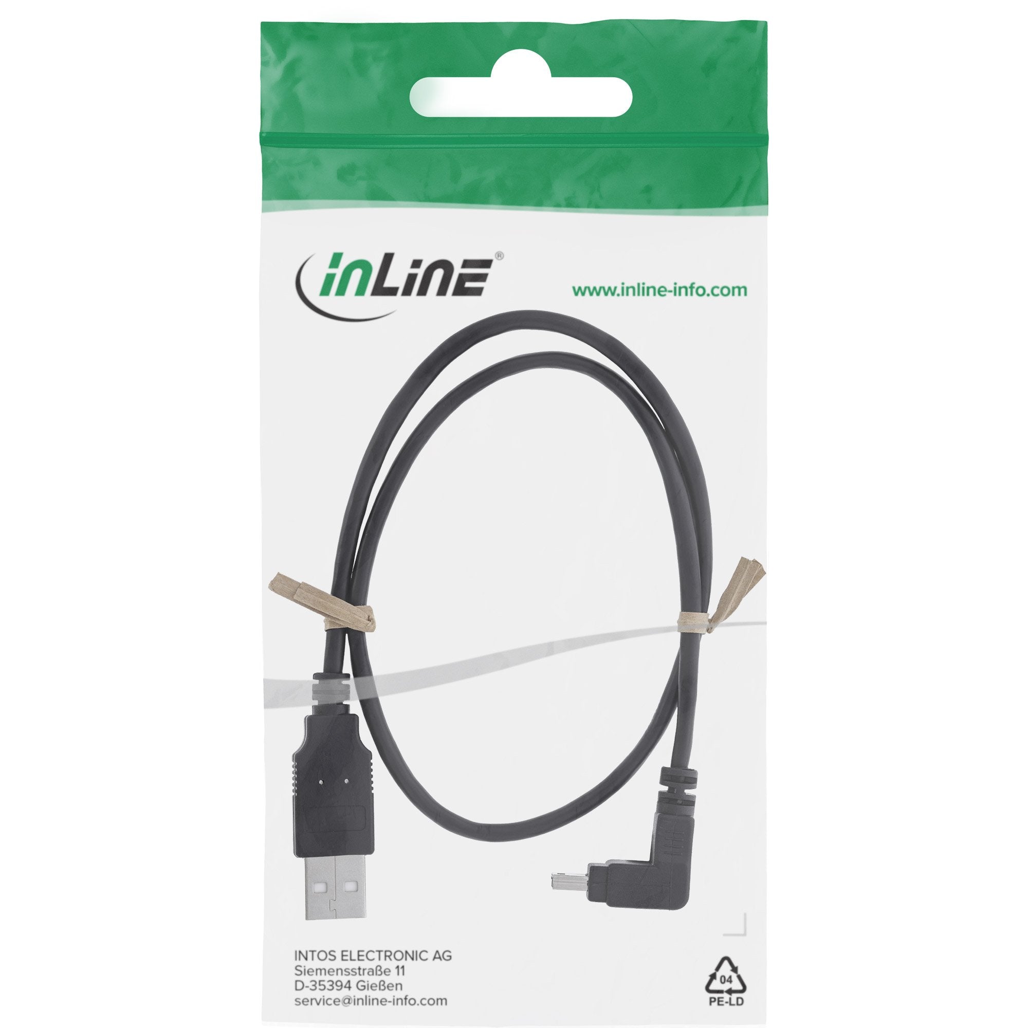 Inline Usb Tipo A Macho A Mini 5 Pines Macho En Ángulo De 90° Negro 1m