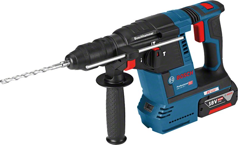 Taladro Percutor A Batería Bosch Professional Gbh 18v-26 F Professional, Con Gde 18v-16 Azul/Negro, Sin Batería Ni Cargador, En L-Boxx 061191000k