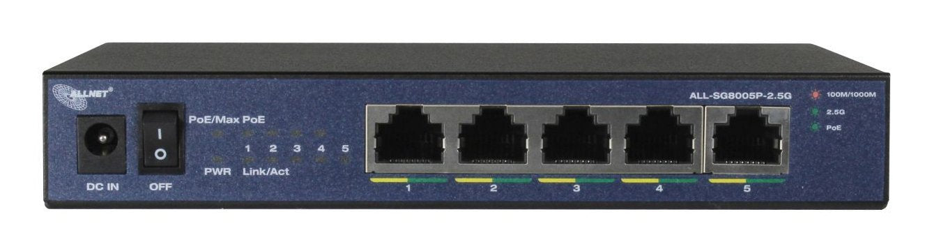 Allnet Switch Unmanaged 5 Port 2.5gbit &Hll 5x Poe &Hll 1x Lan &Hll Ventiladorlos &Hll \"All-Sg8005p-2.5g\"