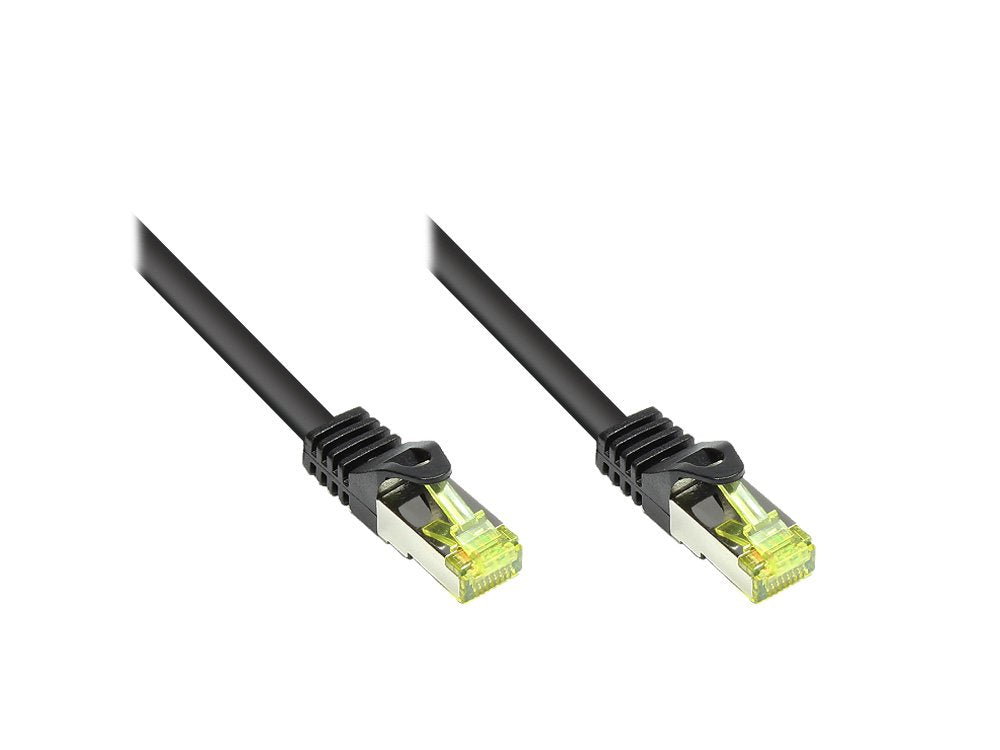 Goodconnections Rj45 Cable De Red Mit Cat. 7 Rohcable Und Rastnasenschutz (), S Ftp, Pimf, Halogenfrei, 500mhz, Ofc, Schwarz, 10m,