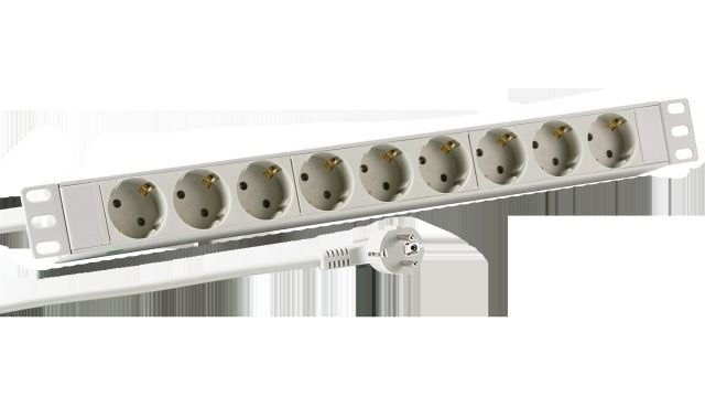 Efb 19 1he Steckdosenleiste 9 X Cee 7 3 Ohne Schalter Im Aluprofil, Grau