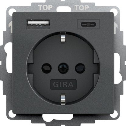 EAN 4010337076285 - GIRA SCHUKO 245928USB-Spannungsversorgung 2f System 55 toma de corriente 2 x USB + CEE 7/3 Negro imagen 1