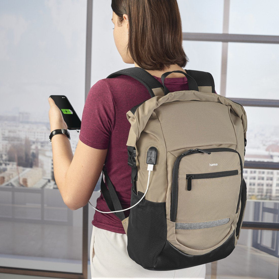 EAN 4047443499929 - Hama Terra 39,6 cm (15.6") Mochila Beige, Negro imagen 7