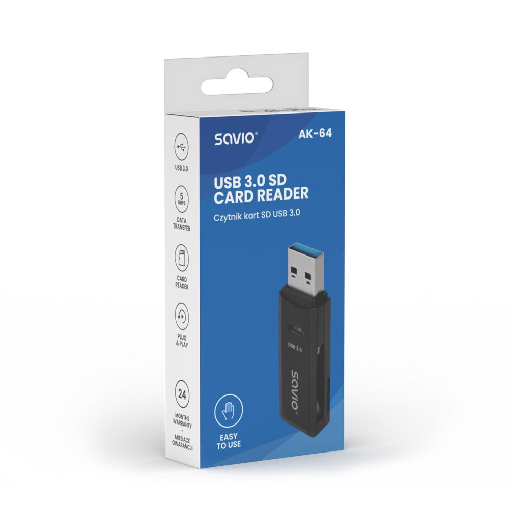 Savio Lector De Tarjetas Sd, Usb 3.0, Ak-64