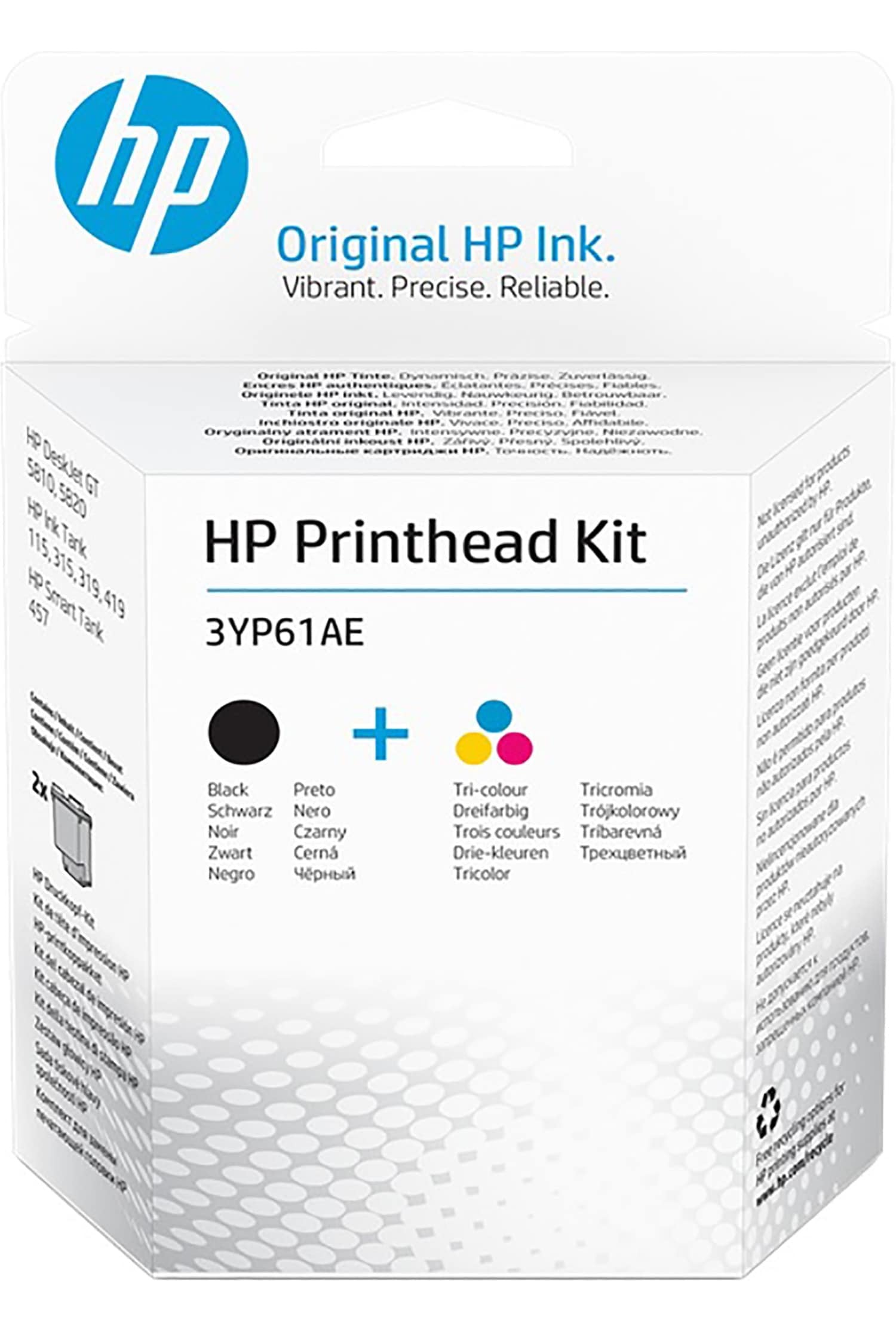 Hp Paquete De 2 Tricolor A Base De Tintas, Negro Pigmentado Original Kit De Recambio De Cabezal De Impresin Para Hp 116, 31x, Deskjet Gt 58xx, Ink Tank 115, Ink Tank Wireless 41x, Smart Tank Wireless 45x