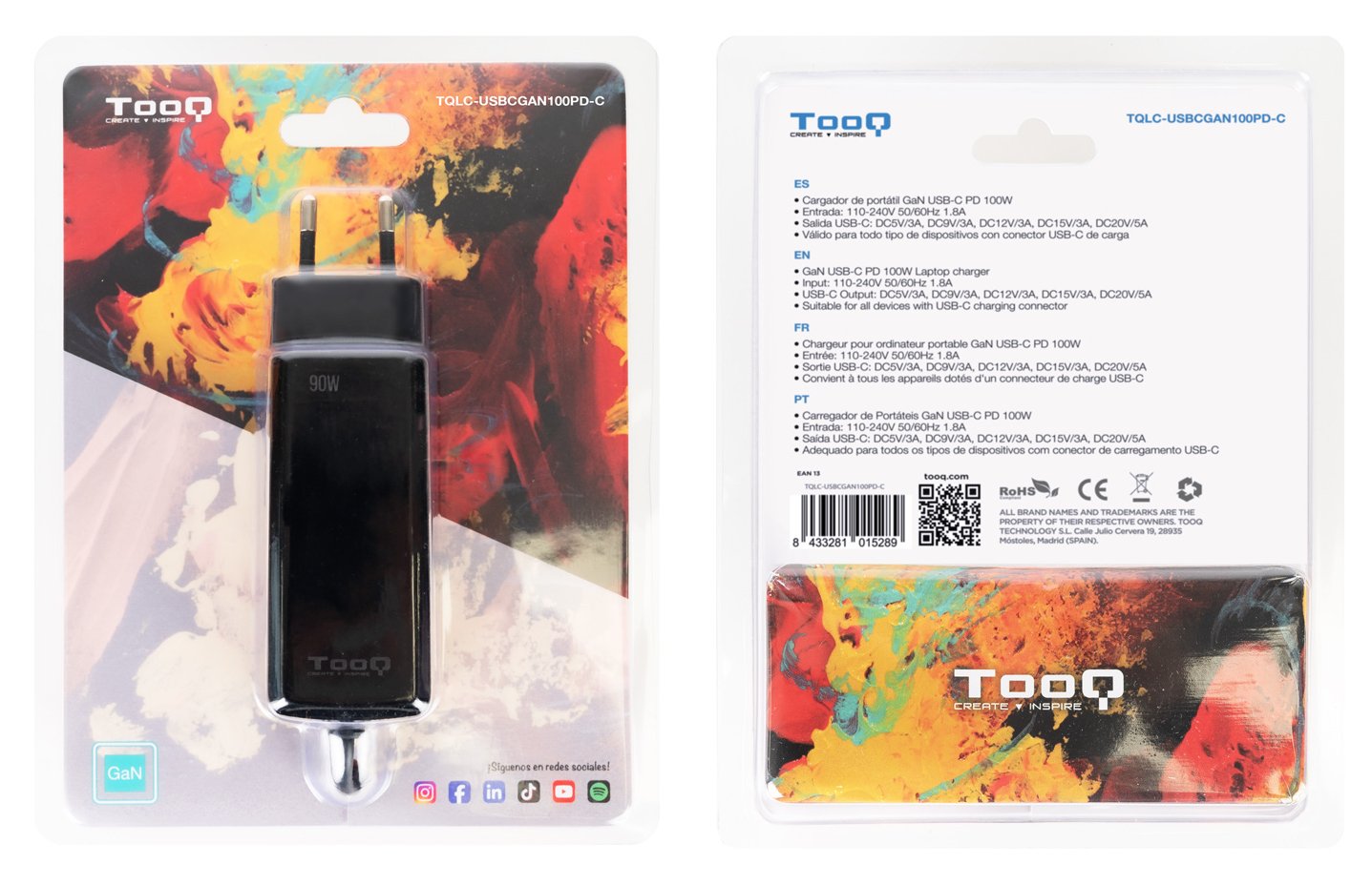 Cargador Portátil Gan Usb-C Pd 100w, Cúbico Negro