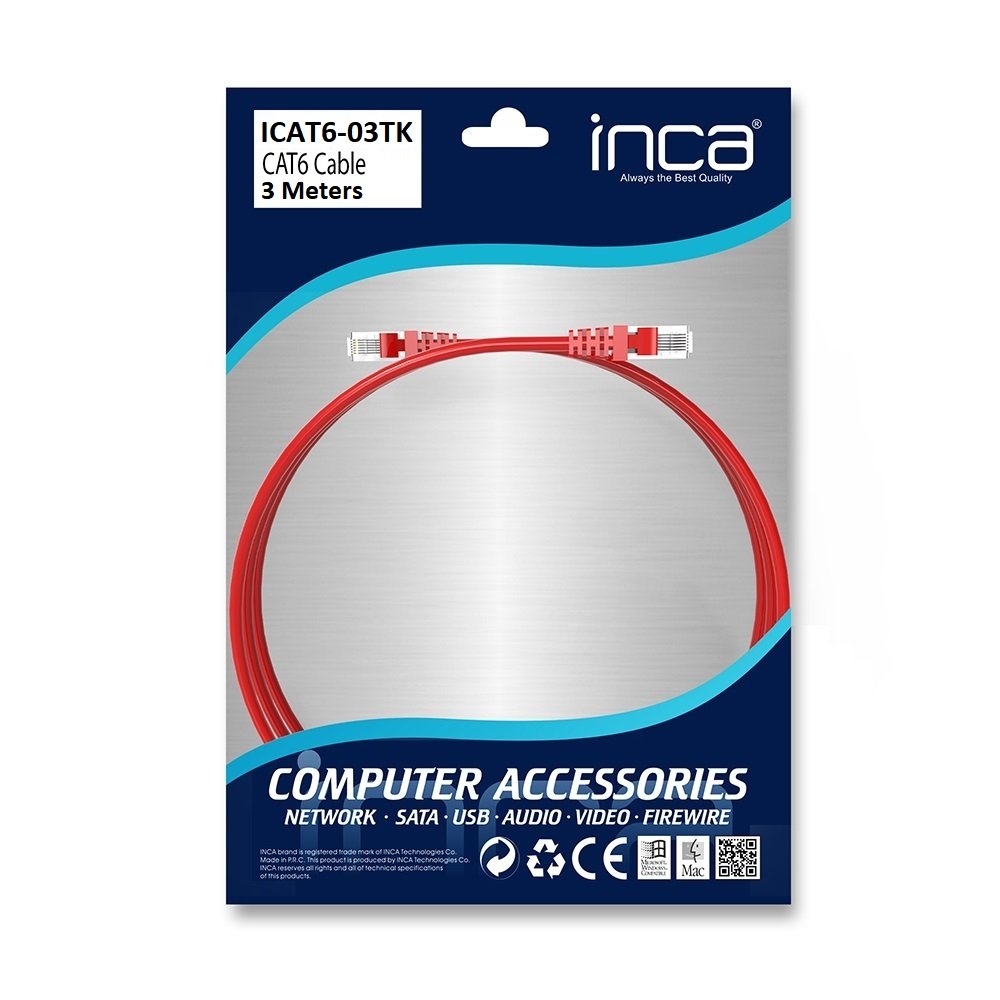EAN 8697980468283 - Inca CAT6 RJ45 3 m cable de red Rojo U/UTP (UTP) imagen 7