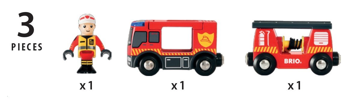 Brio World Vehículo De Bomberos Con Escalera, Vehículo De Juguete Rojo/Amarillo, Con Luz Y Sonido 33811