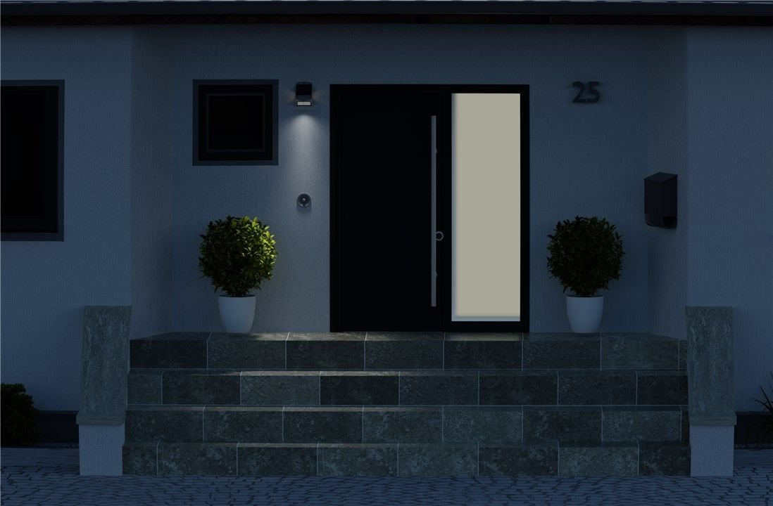 Lámpara Solar Led De Pared Con Sensor De Movimiento, 3,2 W, Color Negro