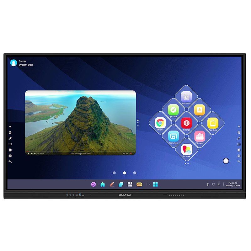 Pantalla Intereactiva 75" Approx Apptsm86+ Dp Hdmi Vga Usb-C 4k 3840x2160 450cd/M2 8ms