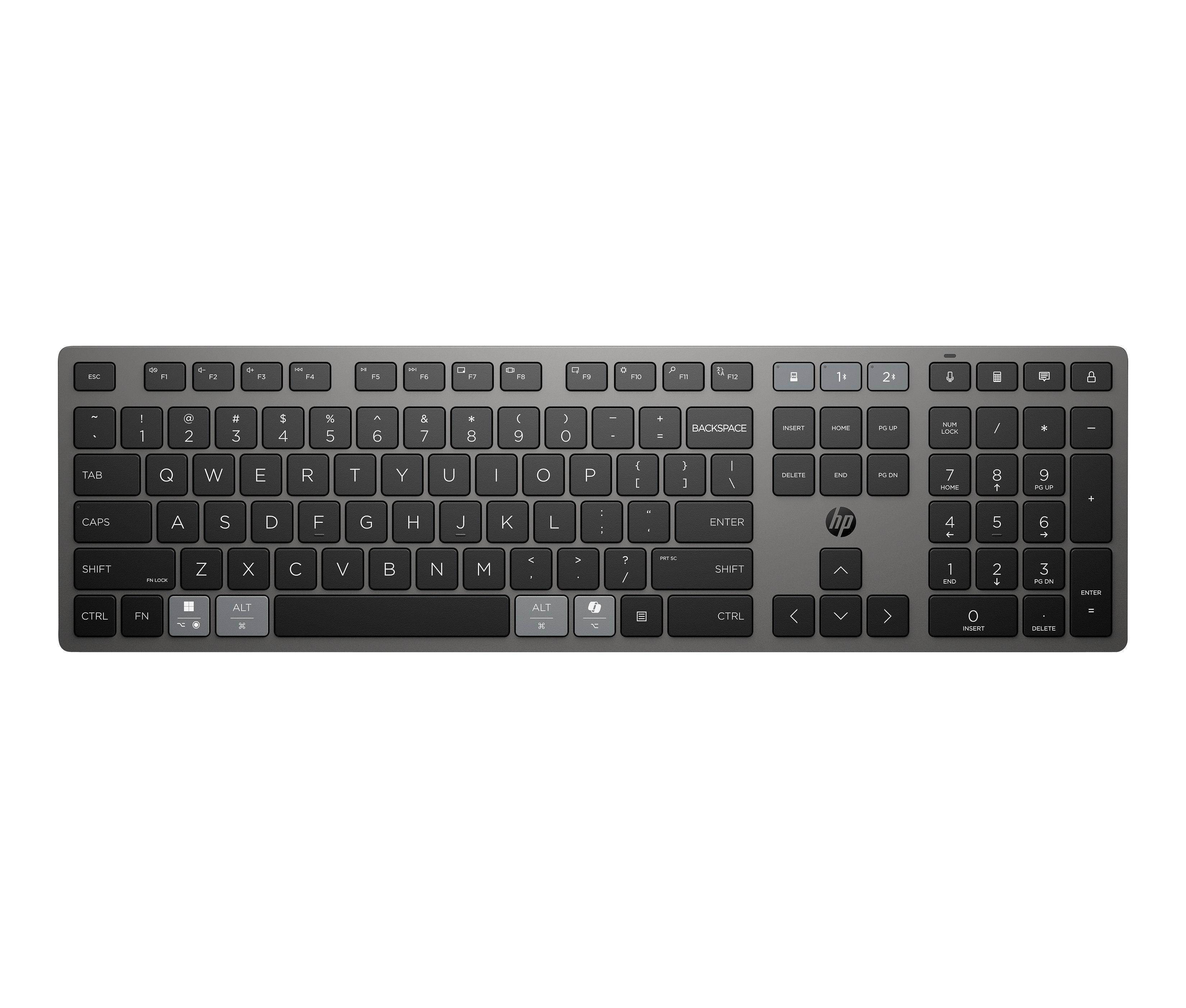 EAN 0198122141272 - HP 725 Multi-Device Rechargeable Wireless Keyboard teclado Hogar / Oficina RF Wireless + Bluetooth Gris imagen 1