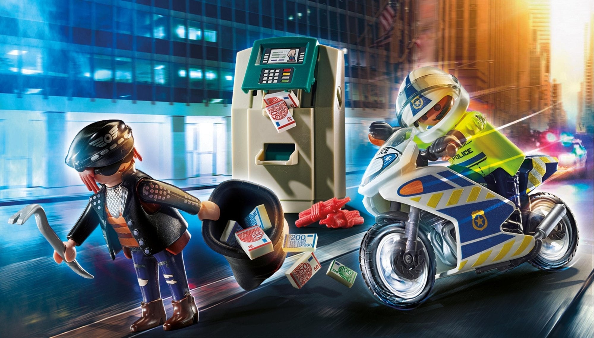 Playmobil - 70572 - Oficial De Policía Con Motocicleta Y Ladrón