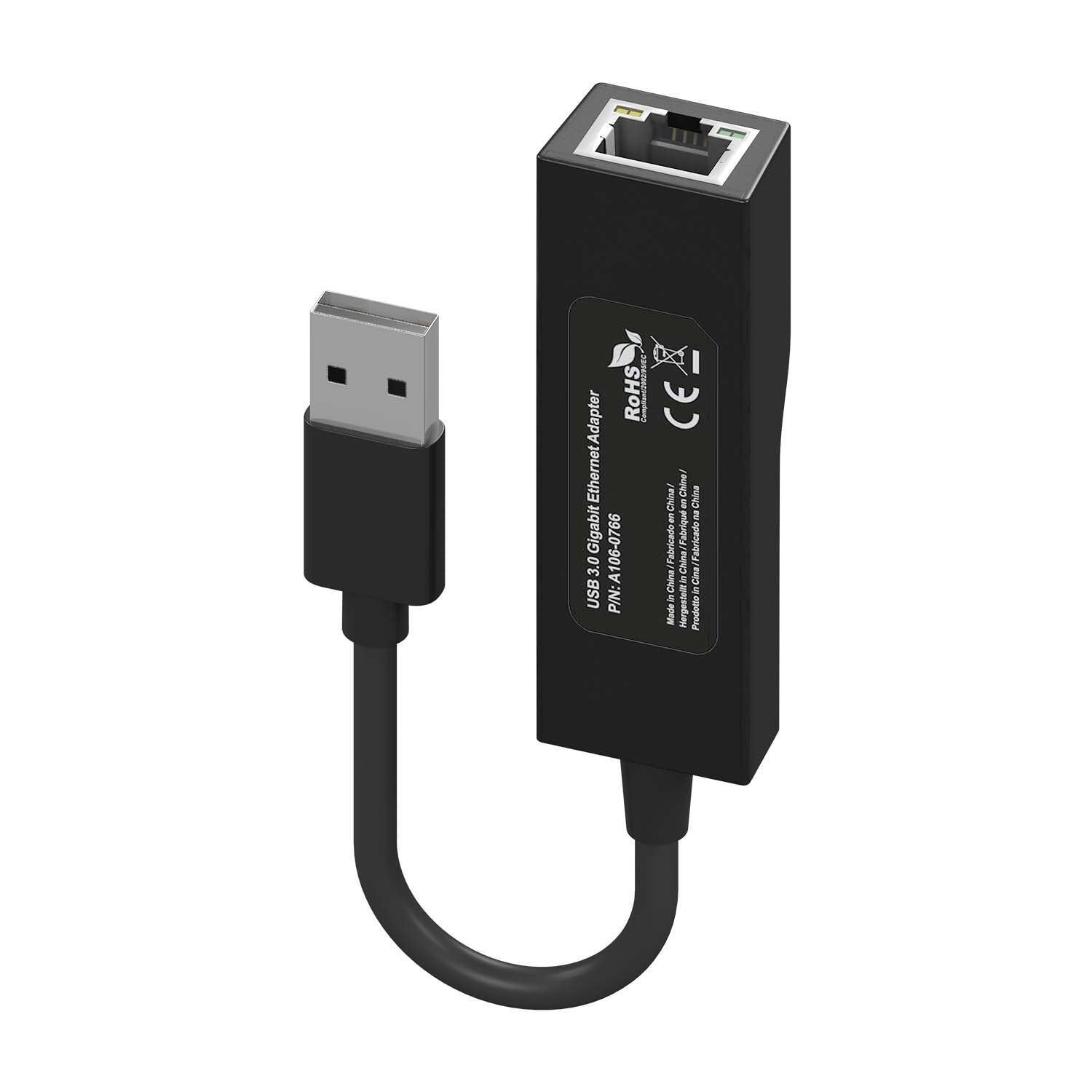 Aisens Conversor Usb 3.0 A Ethernet Gigabit 10/100/1000 Mbps - 15cm - Negro