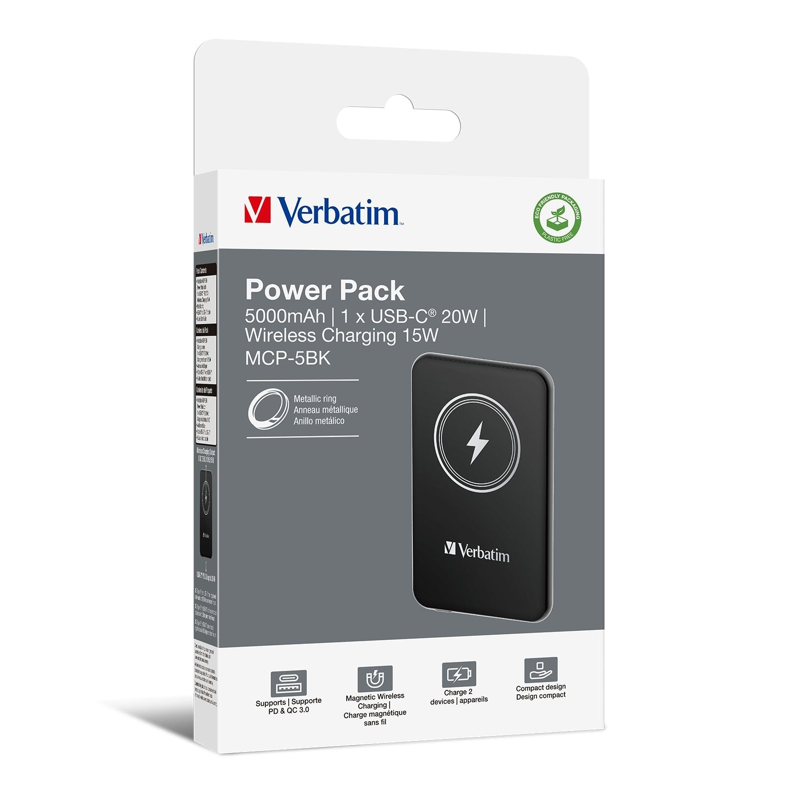 EAN 0023942322405 - Verbatim Charge 'n' Go Polímero de litio 5000 mAh Cargador inalámbrico Negro imagen 5