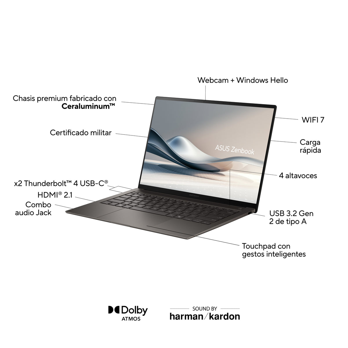 Portátil Asus Ux5406sa Pz303w Copilot+ Pc 14 " Oled 3k Intel Core Ultra 7 258v 47 Tops 32 Gb Ram 1 Tb Ssd Arc Gpu Windows 11 Home