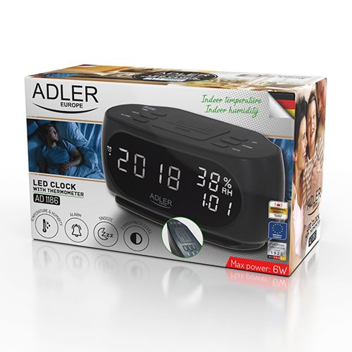Adler Ad 1186  Reloj De Sobremesa Digital Triangular Negro